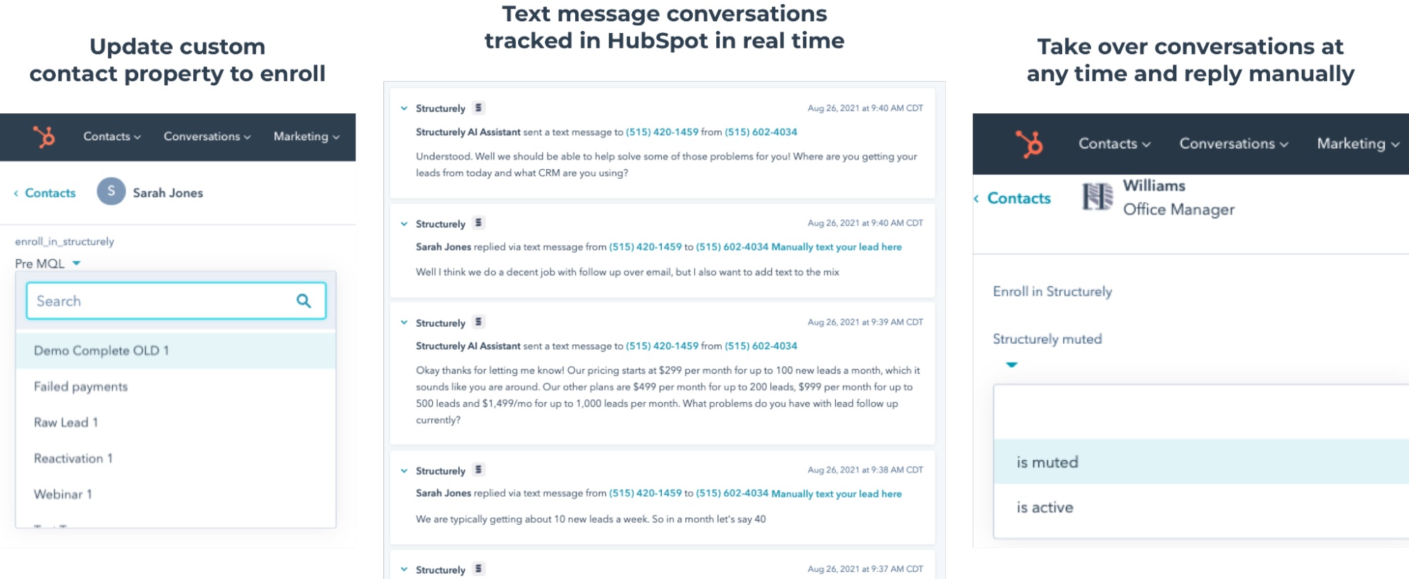 specific AI text messaging campaigns in Structurely.